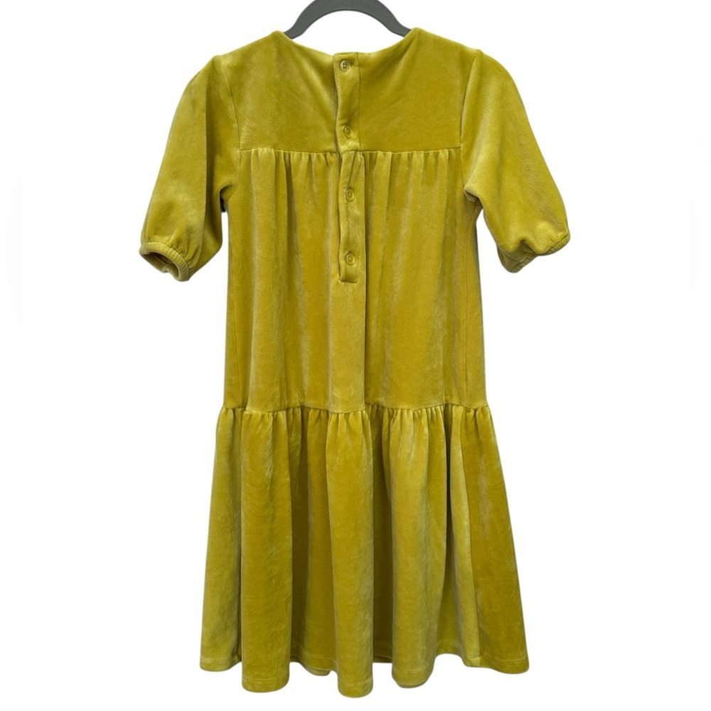 Hanna Andersson Lime Green Tiered Puff Sleeve Velvet Dress Size 10 - Picture 7 of 7
